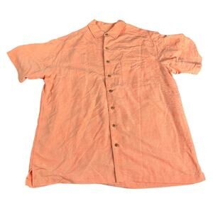 Caribbean Men's Peach Floral Short Sleeve Shirt Size 2XT Big & Tall Travel Beach
